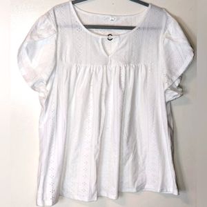 ⭐White Top Women's Size 2XL Blouse Comfortable Shirt